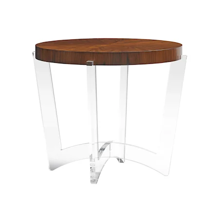 Hudson End Table with Matched Rosewood Veneer Top and Acrylic Base